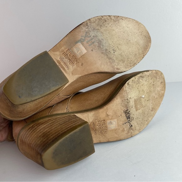 Eileen Fisher Derby Tan Leather Ankle Boots - Picture 9 of 9